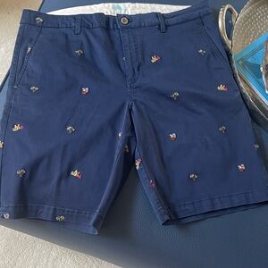 Tommy Bahama Island Chino/Aloha Style Shorts Navy Blue w/embroidery NWOT Size 36